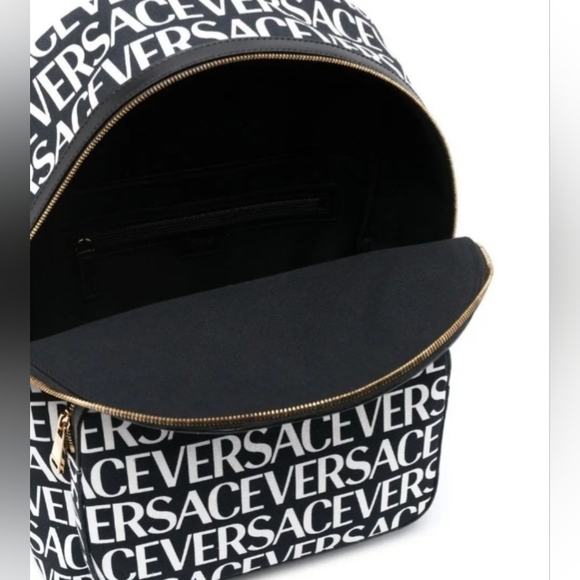 Versace Monogrammed Allover Backpack with Gold Hardware and Black Leather (NWT) - Picture 10 of 16